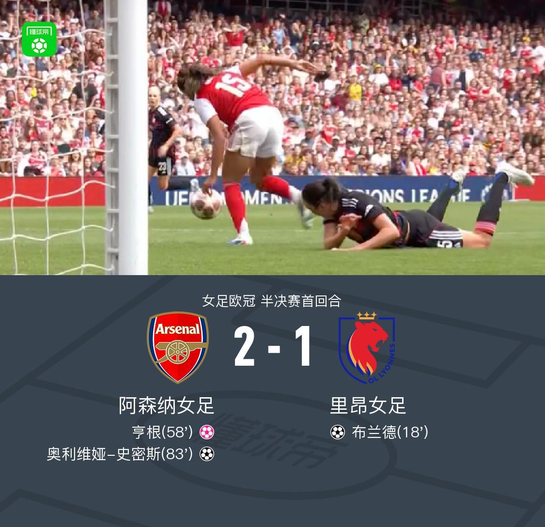 咪咕体育登录入口-阿森纳女足2-1里昂占先机，史密斯破门，布兰德进球难救主